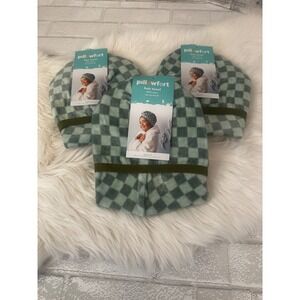 *NEW* Set of 3 Pillowfort Kids Hair Towel Wrap 100% Cotton Checkered Green